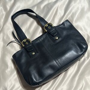 Coach Black Leather Tote Bag